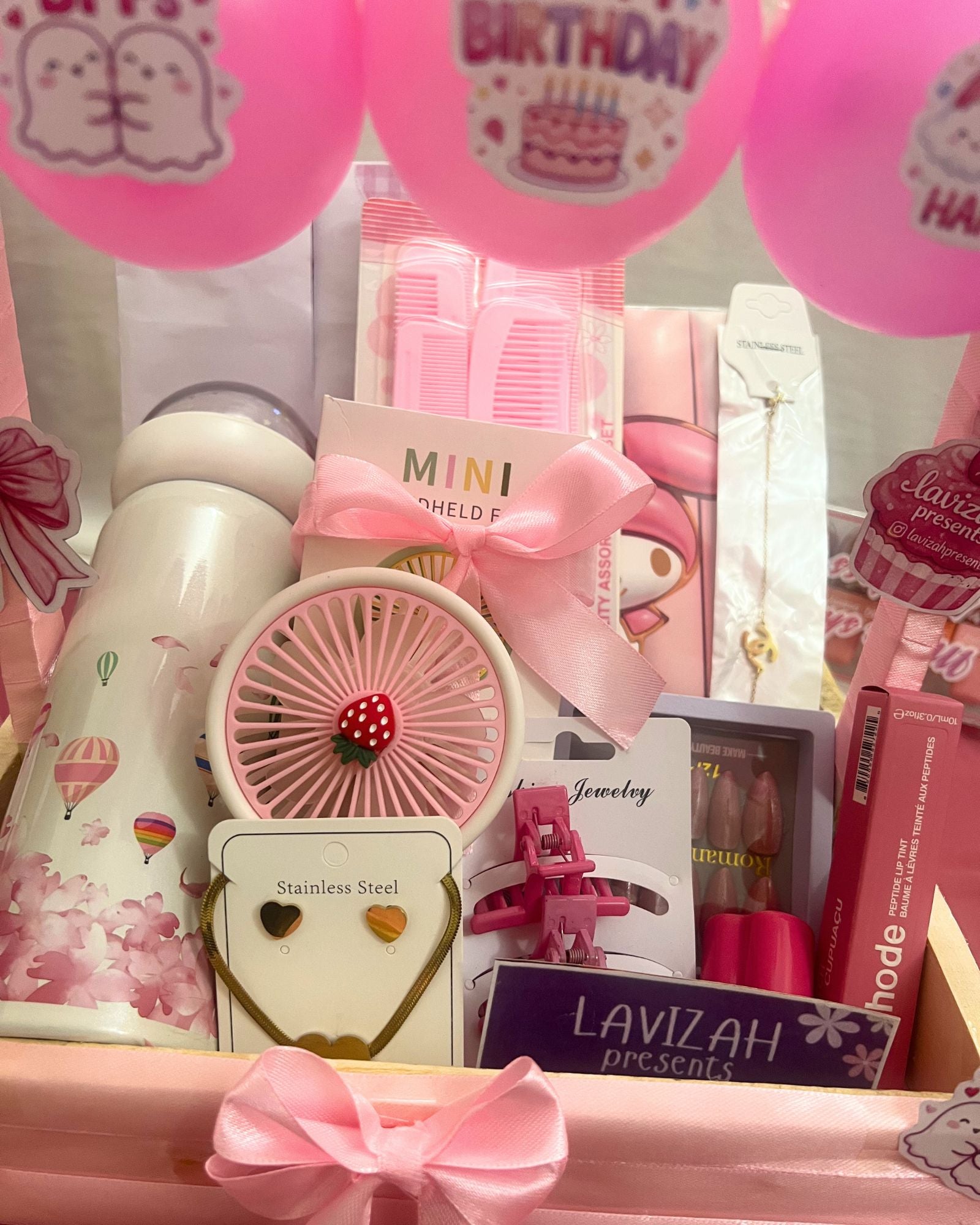 Pink Birthday Gift Basket