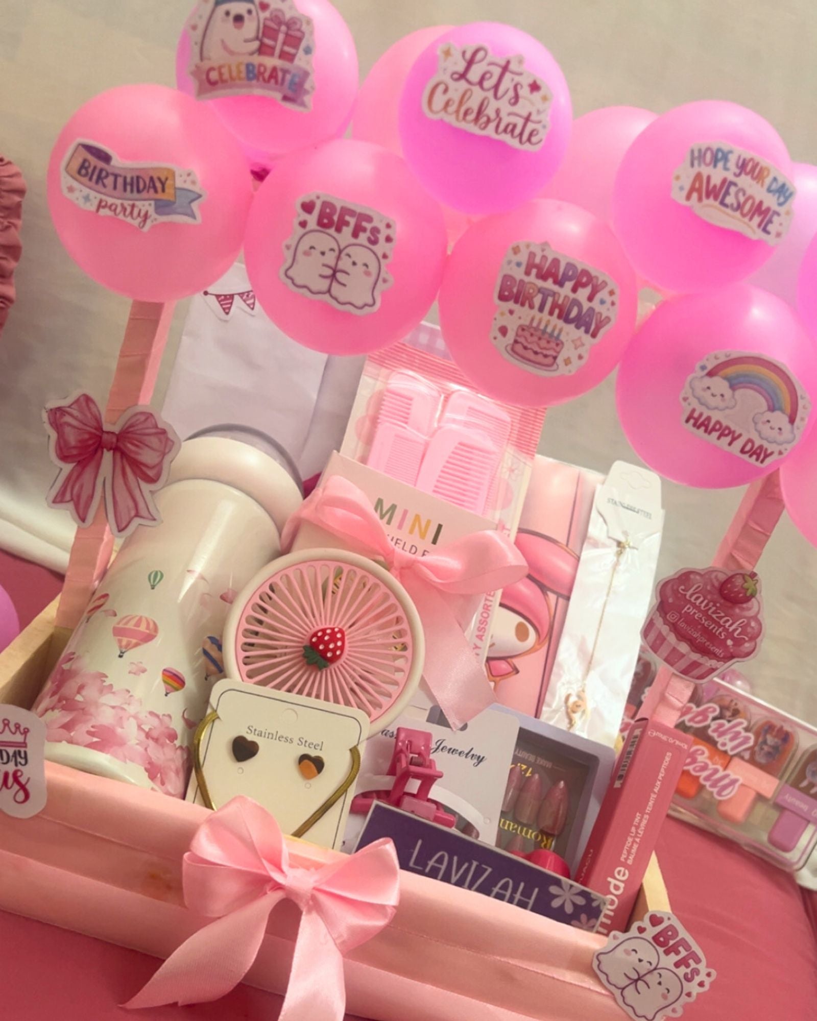 Pink Birthday Gift Basket