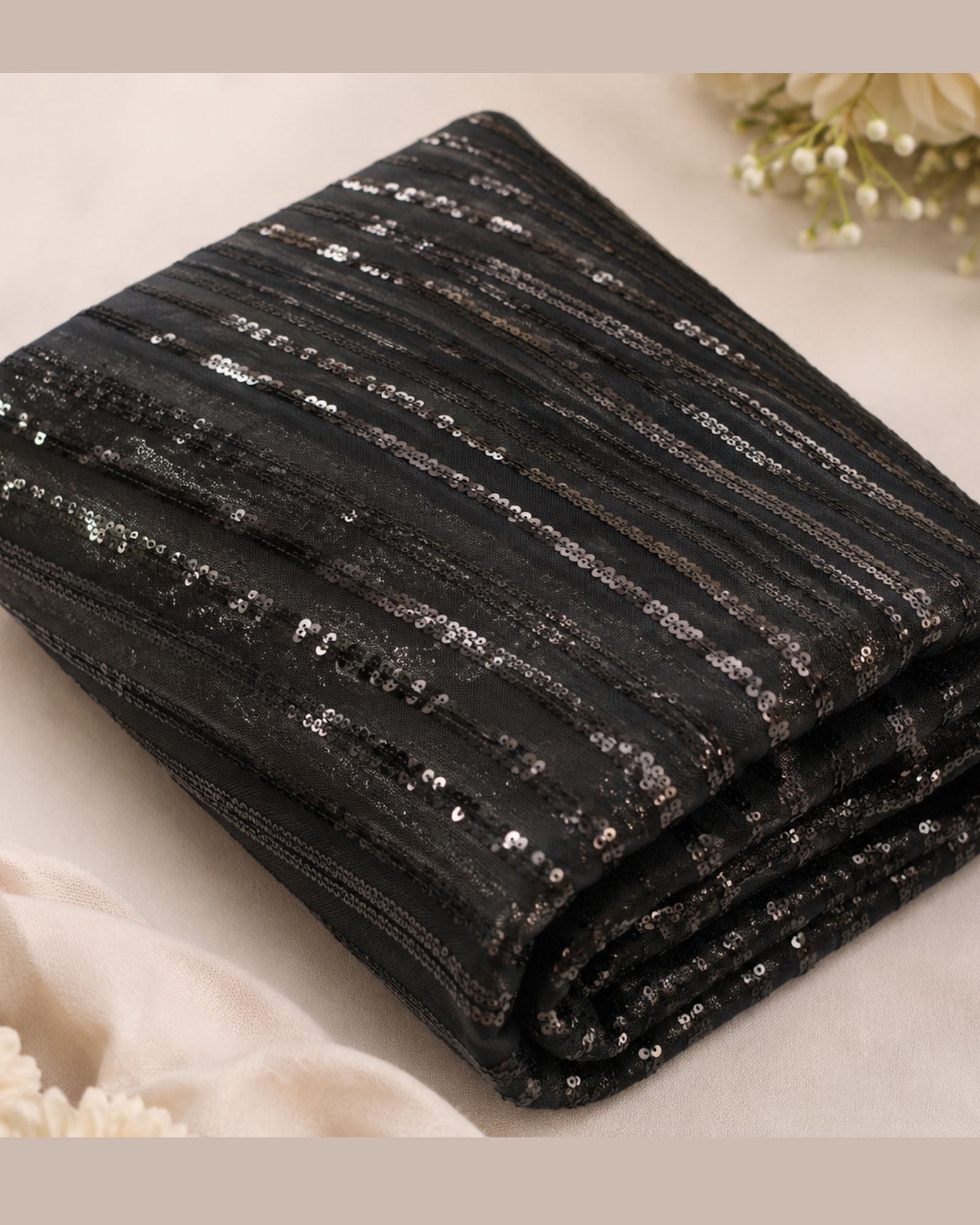 Luxury Black Maxi Dress with Sequin Jacket