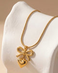 Stainless Bow heart pendent