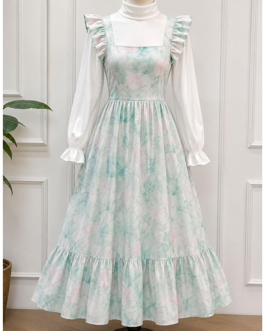 Pastel Floral Modest Maxi Dress