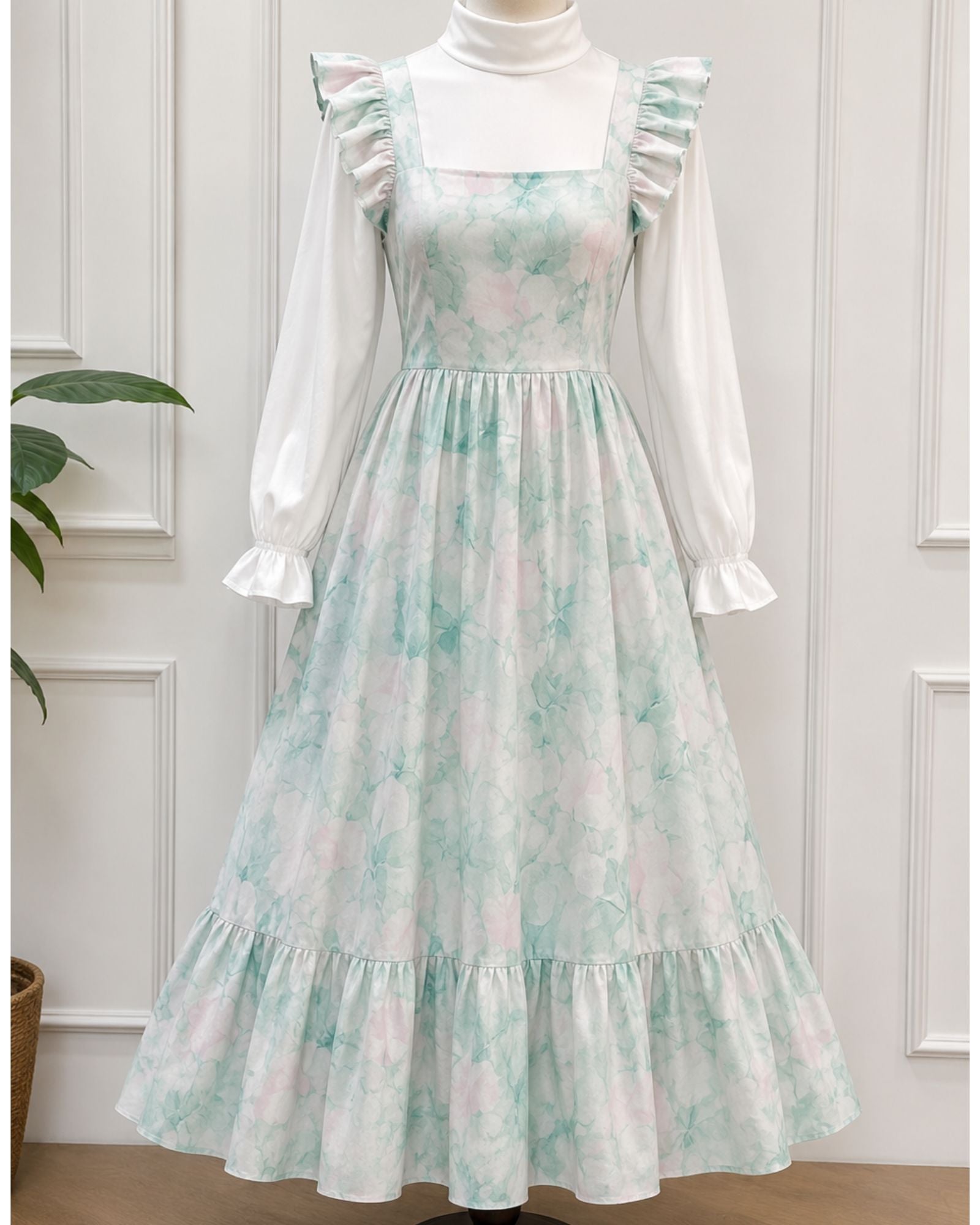 Pastel Floral Modest Maxi Dress