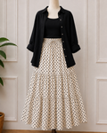 Black & Ivory Polka Dot Skirt Set