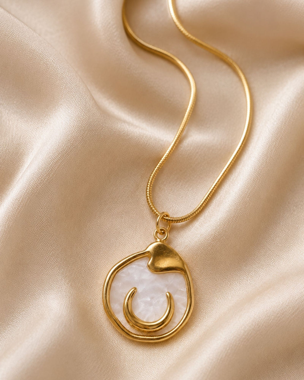 Onyx Moon Pendant (Stainless)