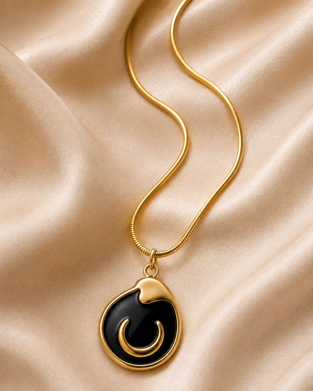 Onyx Moon Pendant (Stainless)
