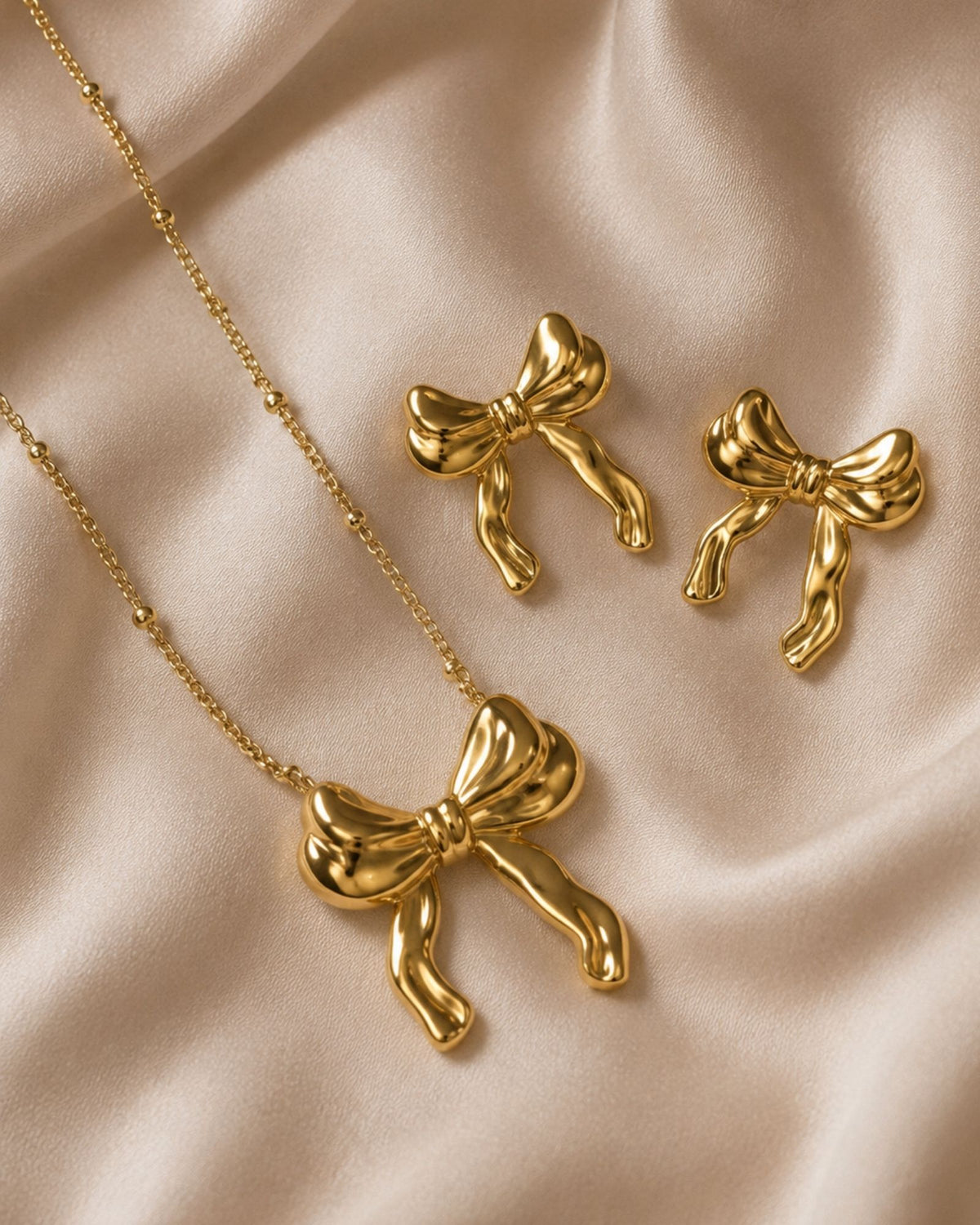 Bow Necklace & Earring Set (stainless)