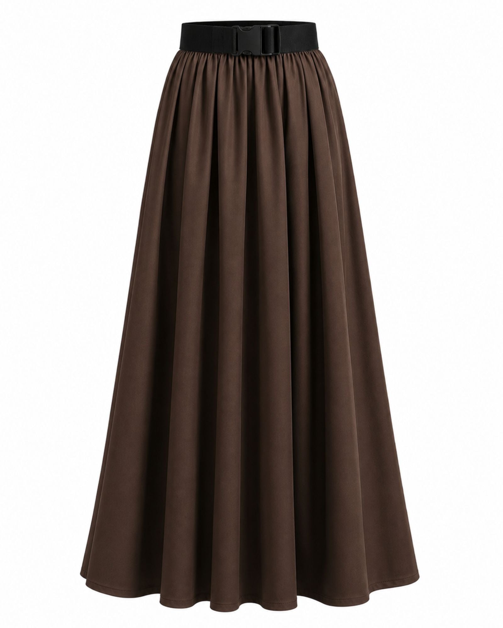 Pleated A-Line Maxi Skirt