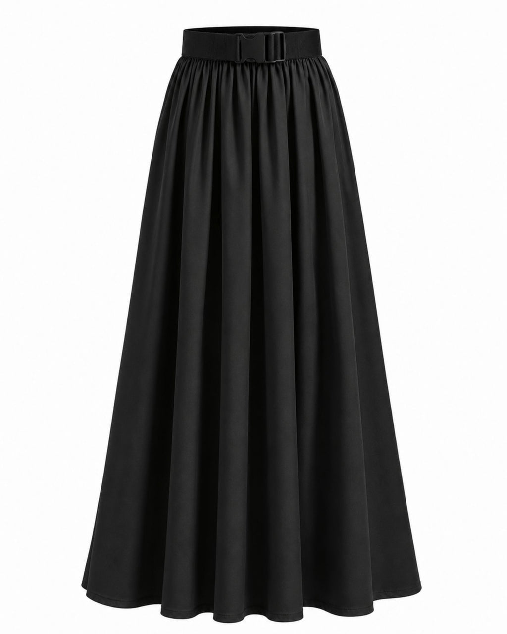 Pleated A-Line Maxi Skirt
