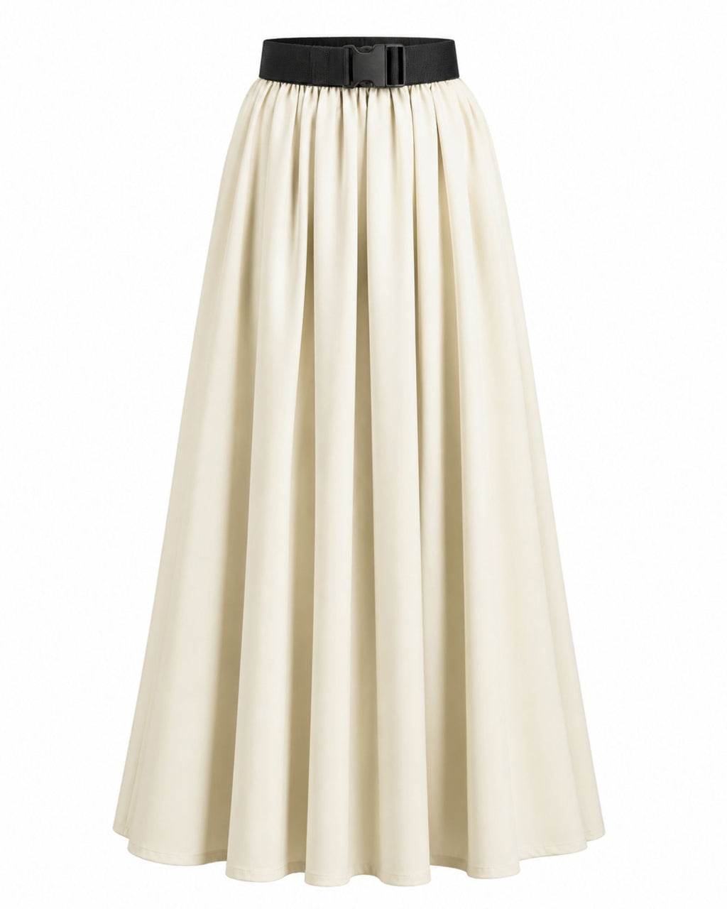Pleated A-Line Maxi Skirt