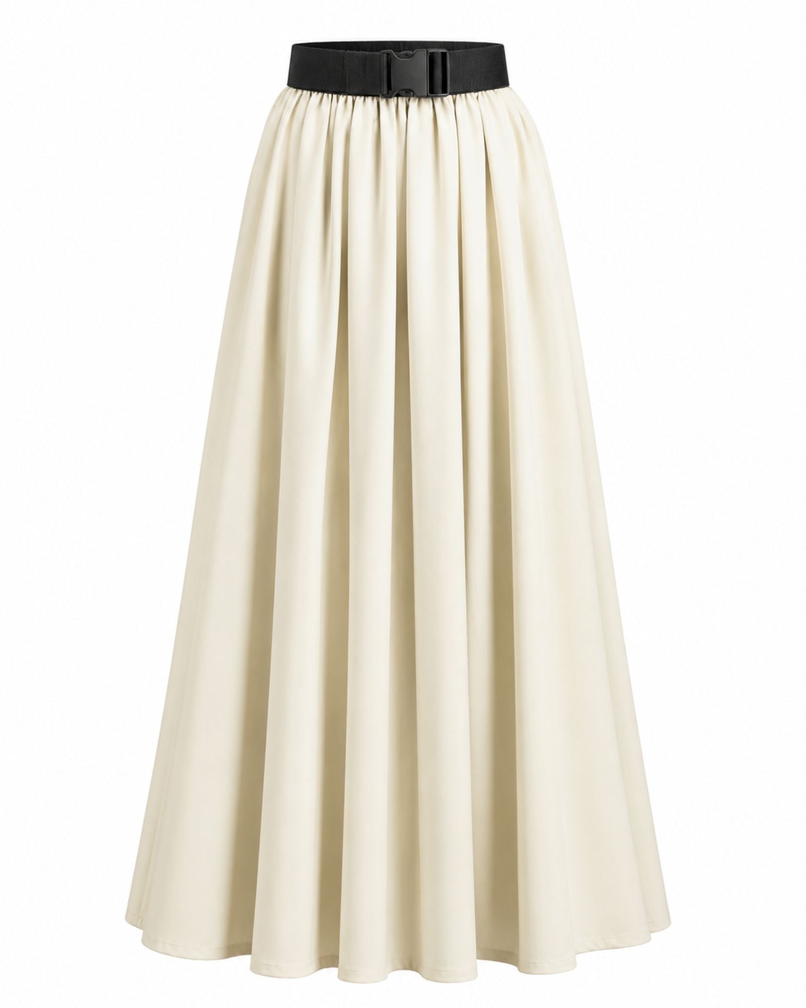 Pleated A-Line Maxi Skirt