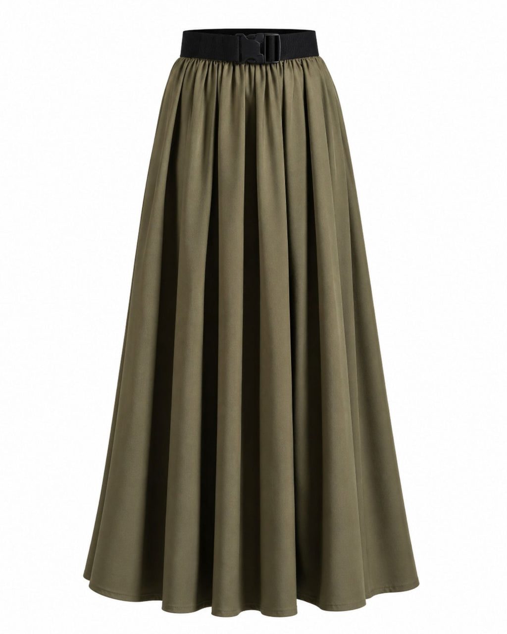 Pleated A-Line Maxi Skirt