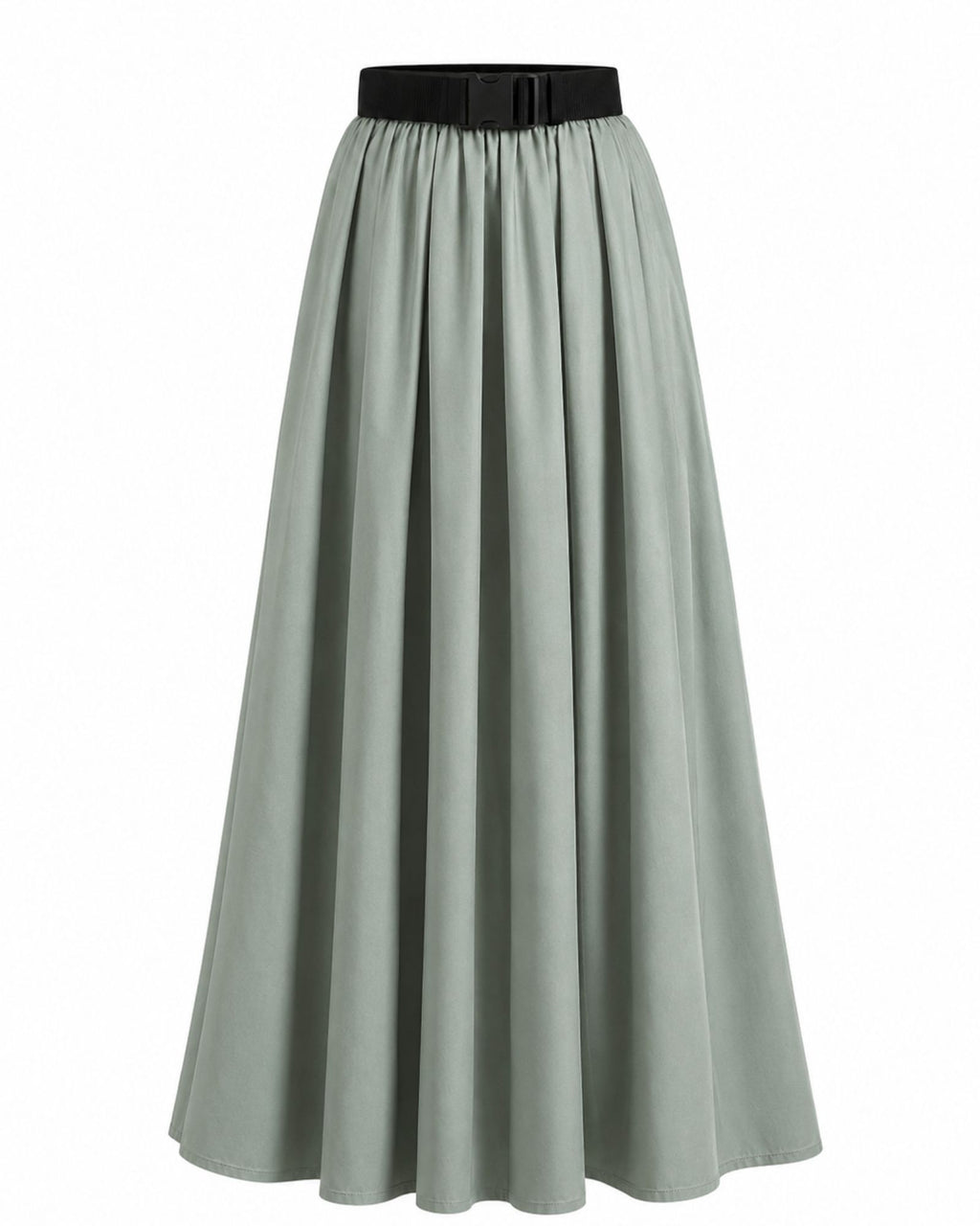 Pleated A-Line Maxi Skirt