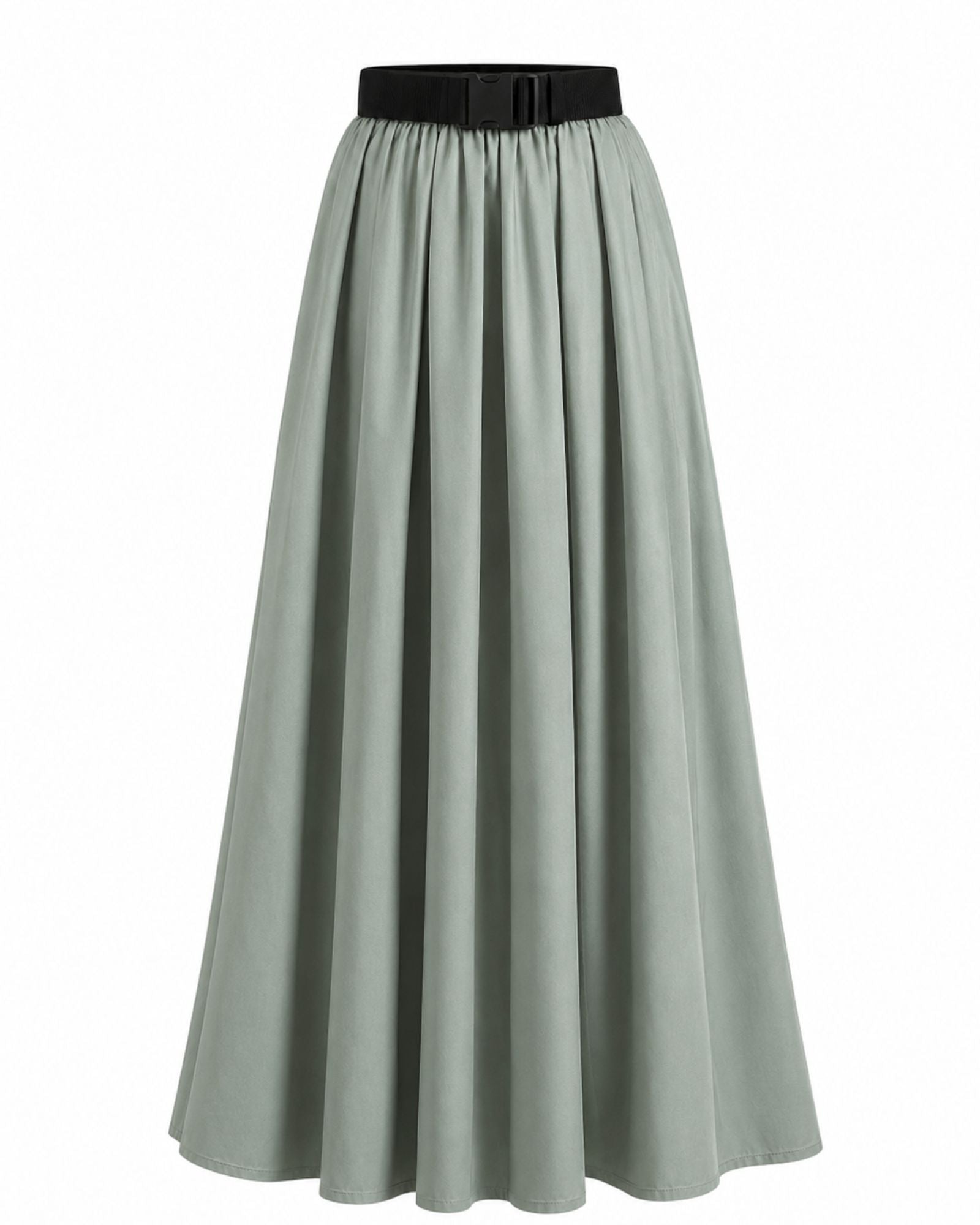 Pleated A-Line Maxi Skirt