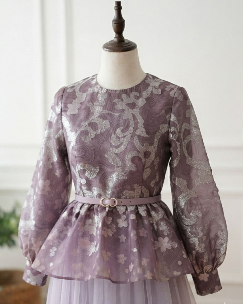 Lilac Peplum Top & Ombre Chiffon Skirt Outfit