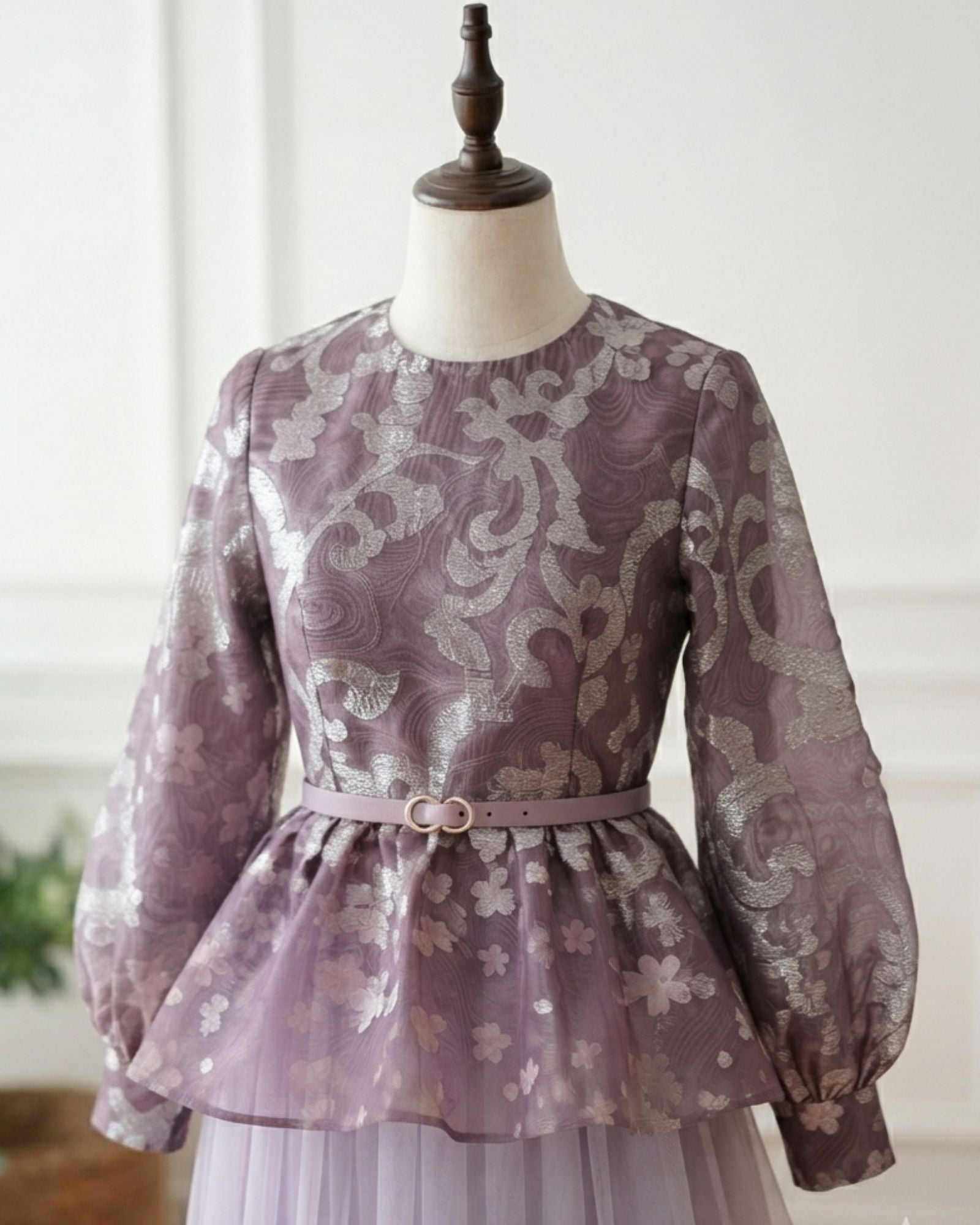 Lilac Peplum Top & Ombre Chiffon Skirt Outfit