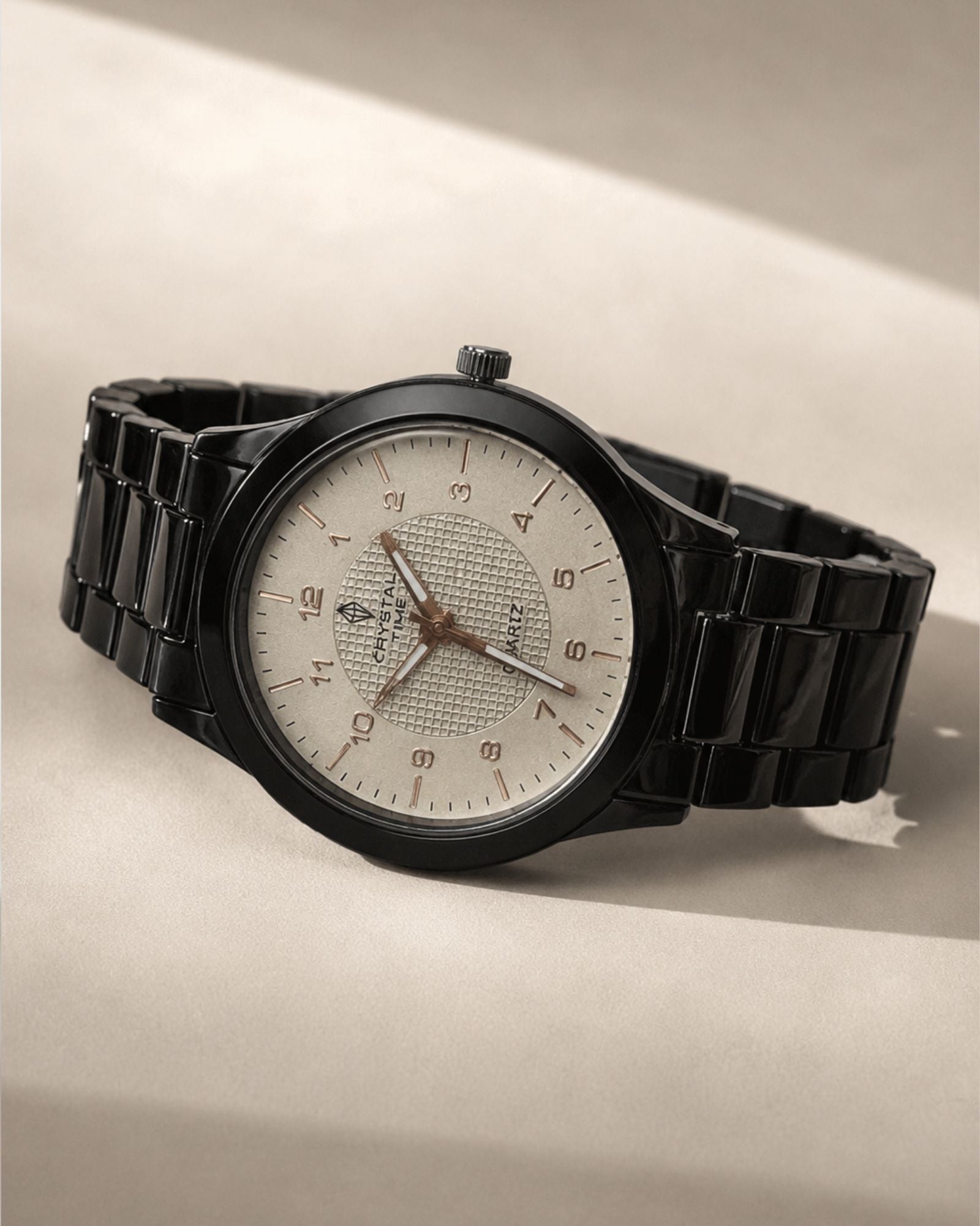 Crystal Time Men’s Black Quartz Watch