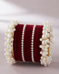 Valvet bangles with white pearls kary
