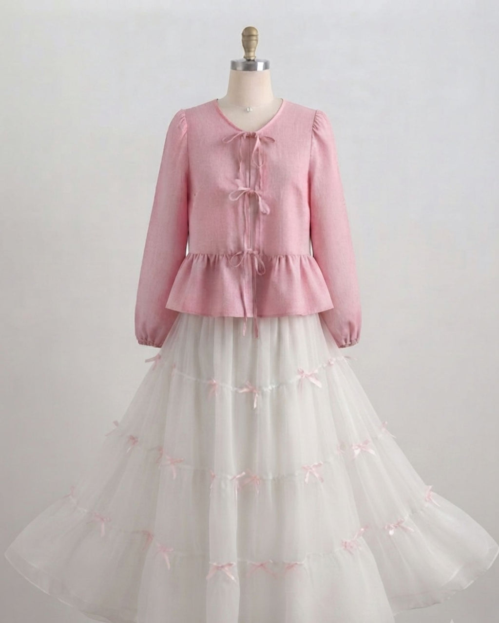 Pink Bow Tie Skirt Outfit