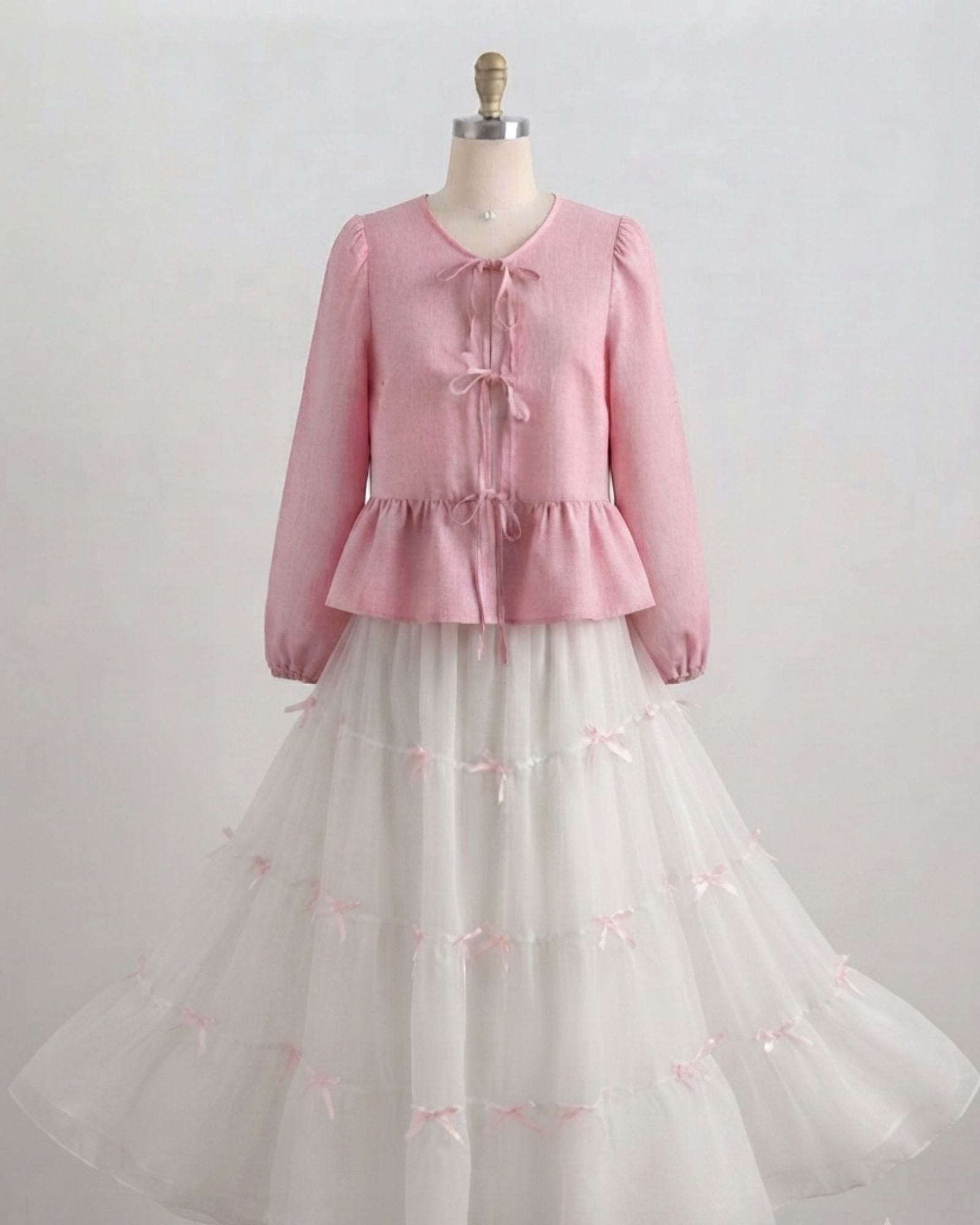 Pink Bow Tie Skirt Outfit