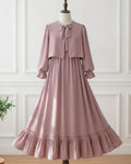 Dusty Pink Bow Neck Maxi Dress