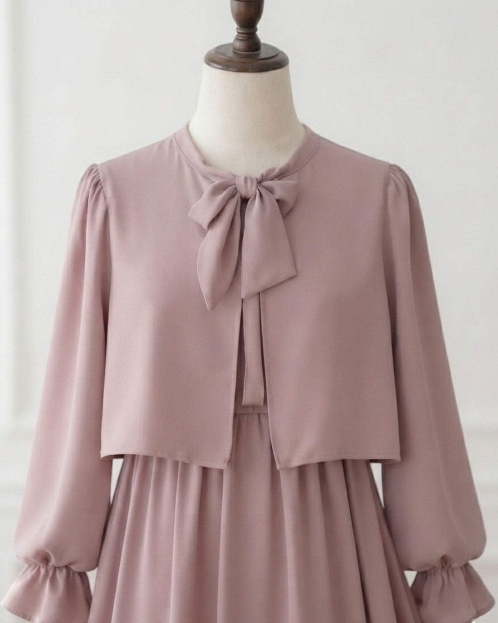 Dusty Pink Bow Neck Maxi Dress