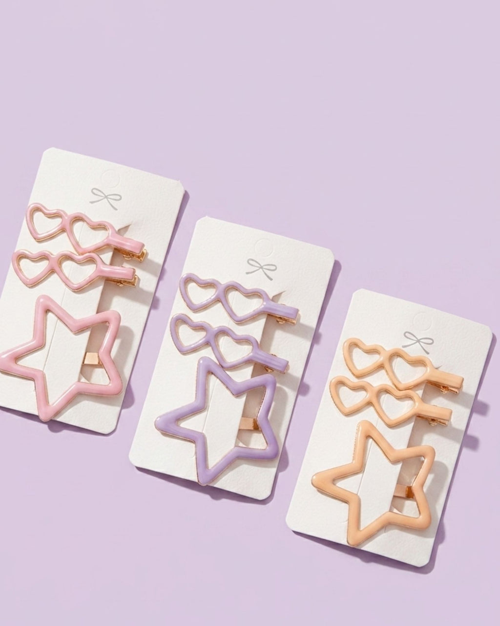 Star and heart hair clip set