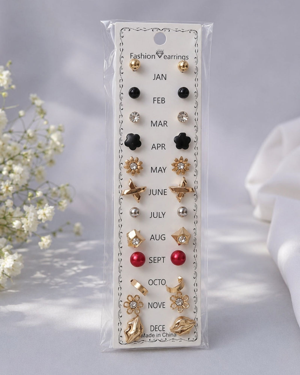 Stud Earrings Card (12 Pcs)