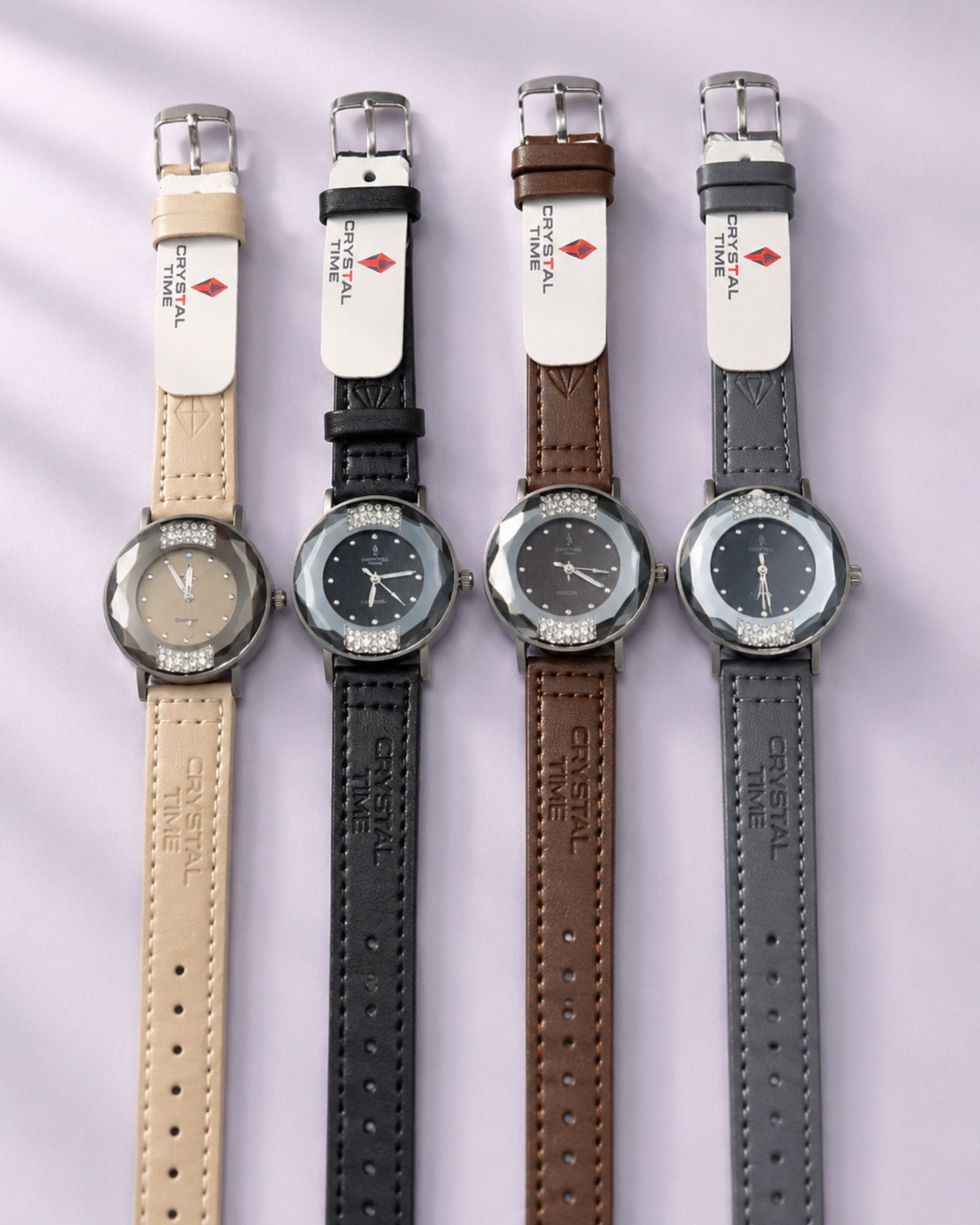 Crystal Time Women's Leather Strap Watch