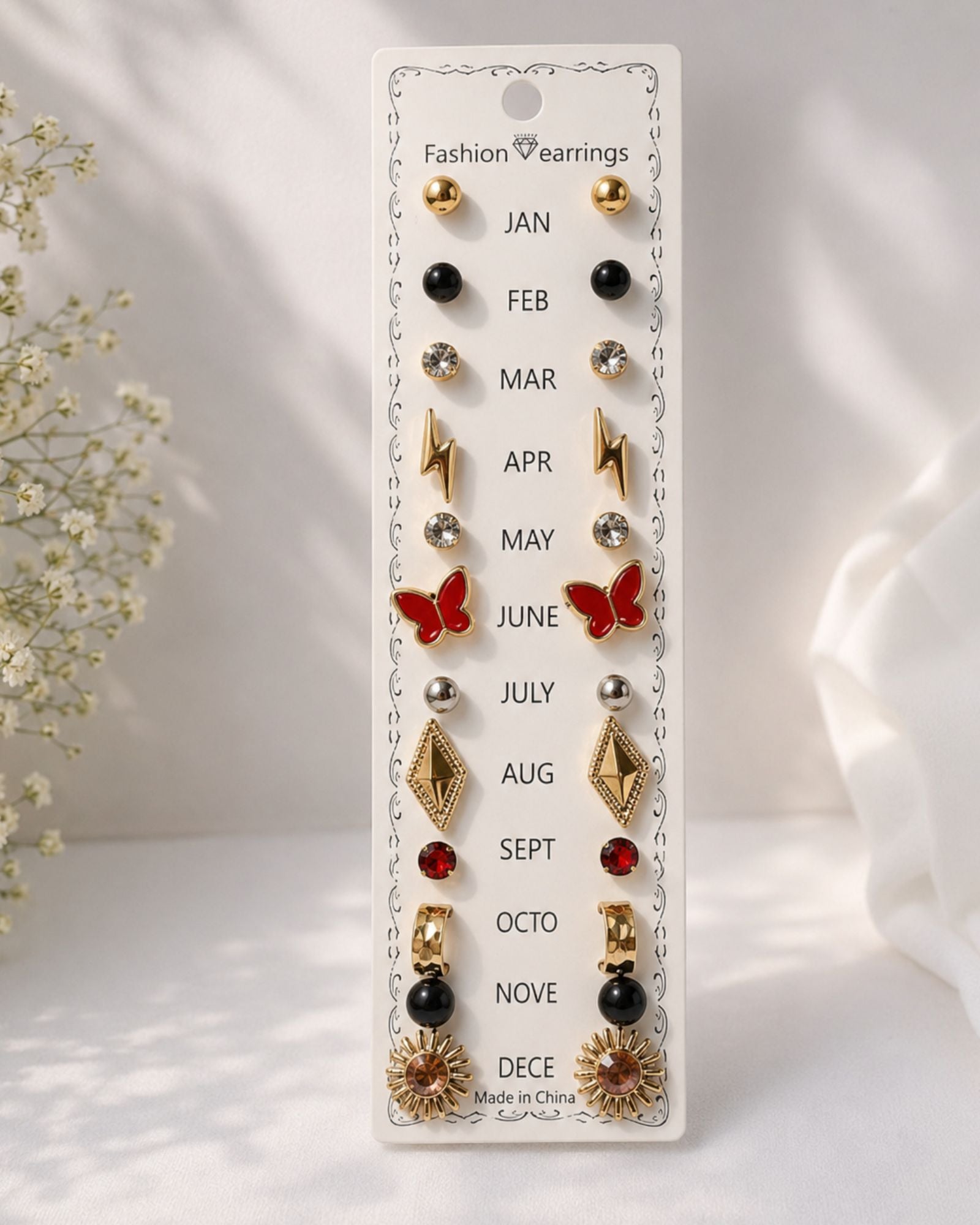 Stud Earrings Card (12 Pcs)