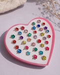 Multicolor Adjustable Crystal Rings