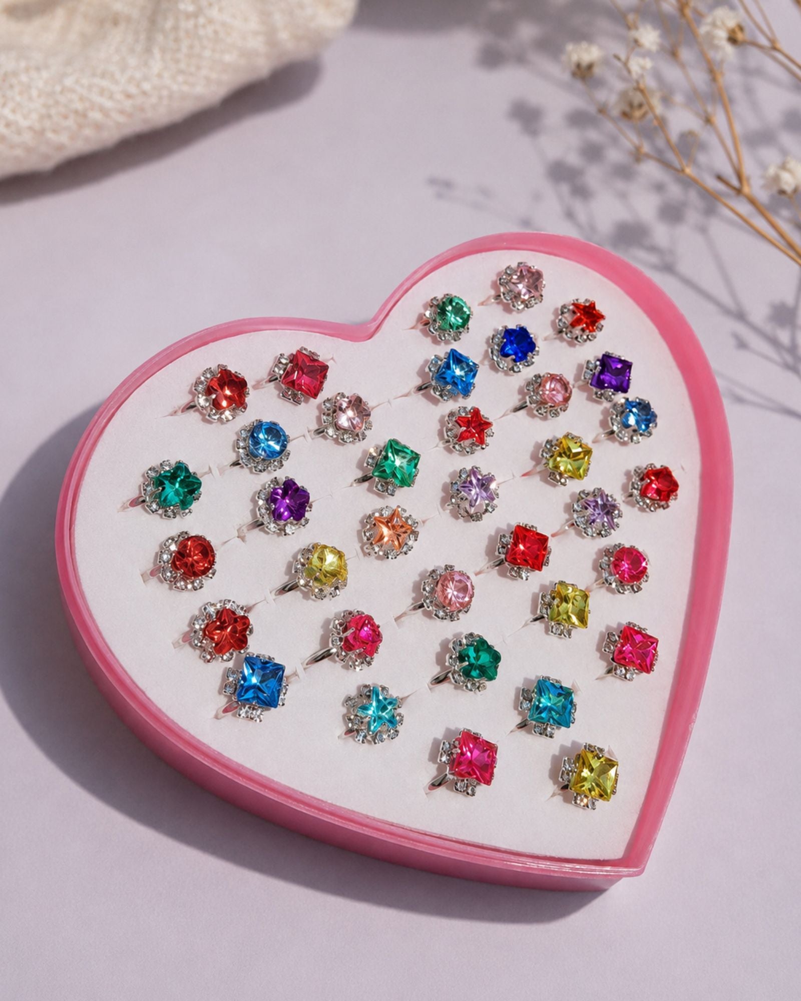 Multicolor Adjustable Crystal Rings