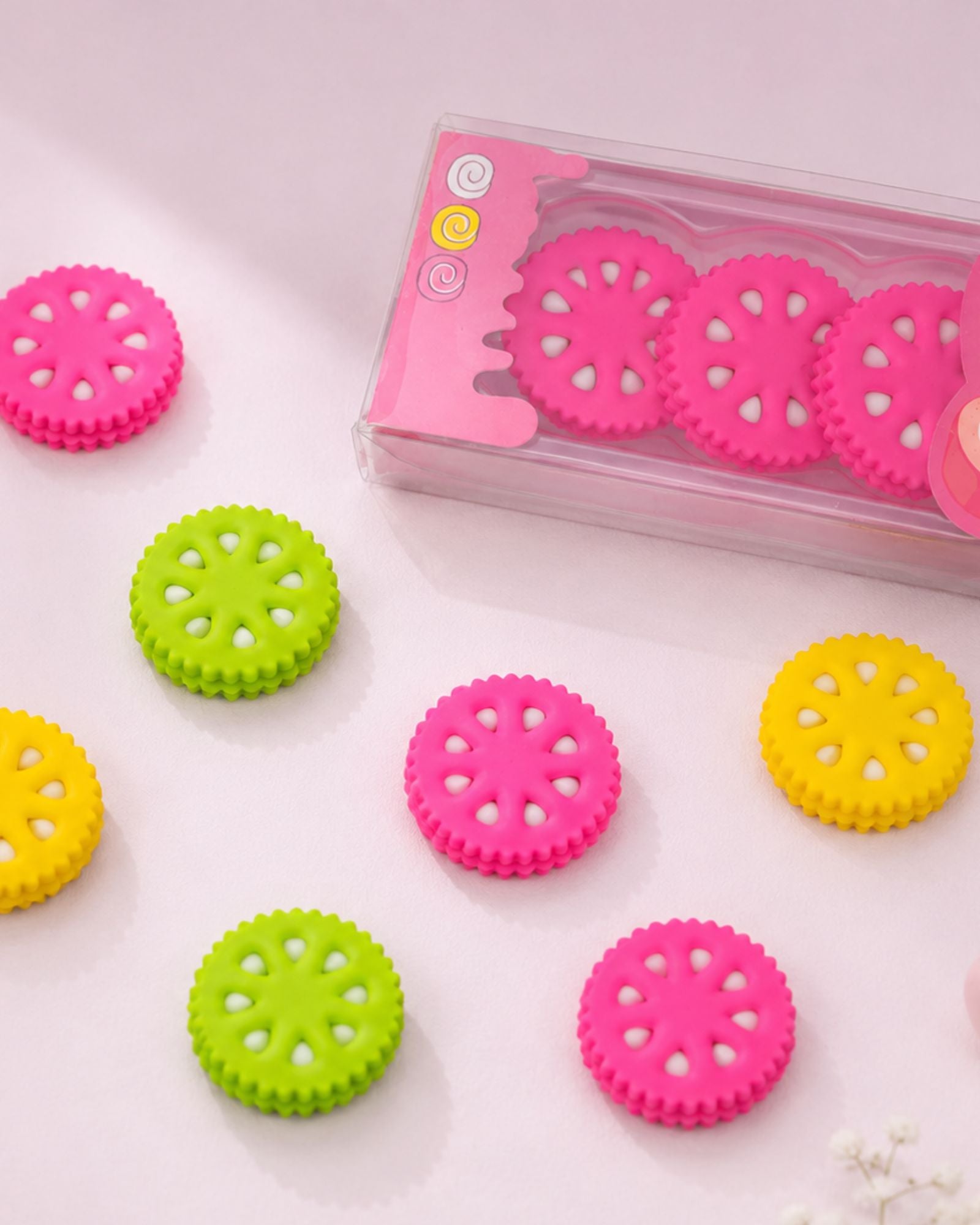Cute Fruit Roll Cake Eraser Pack