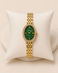 Stainless Emerald Green Oval Gold Watch (woman)