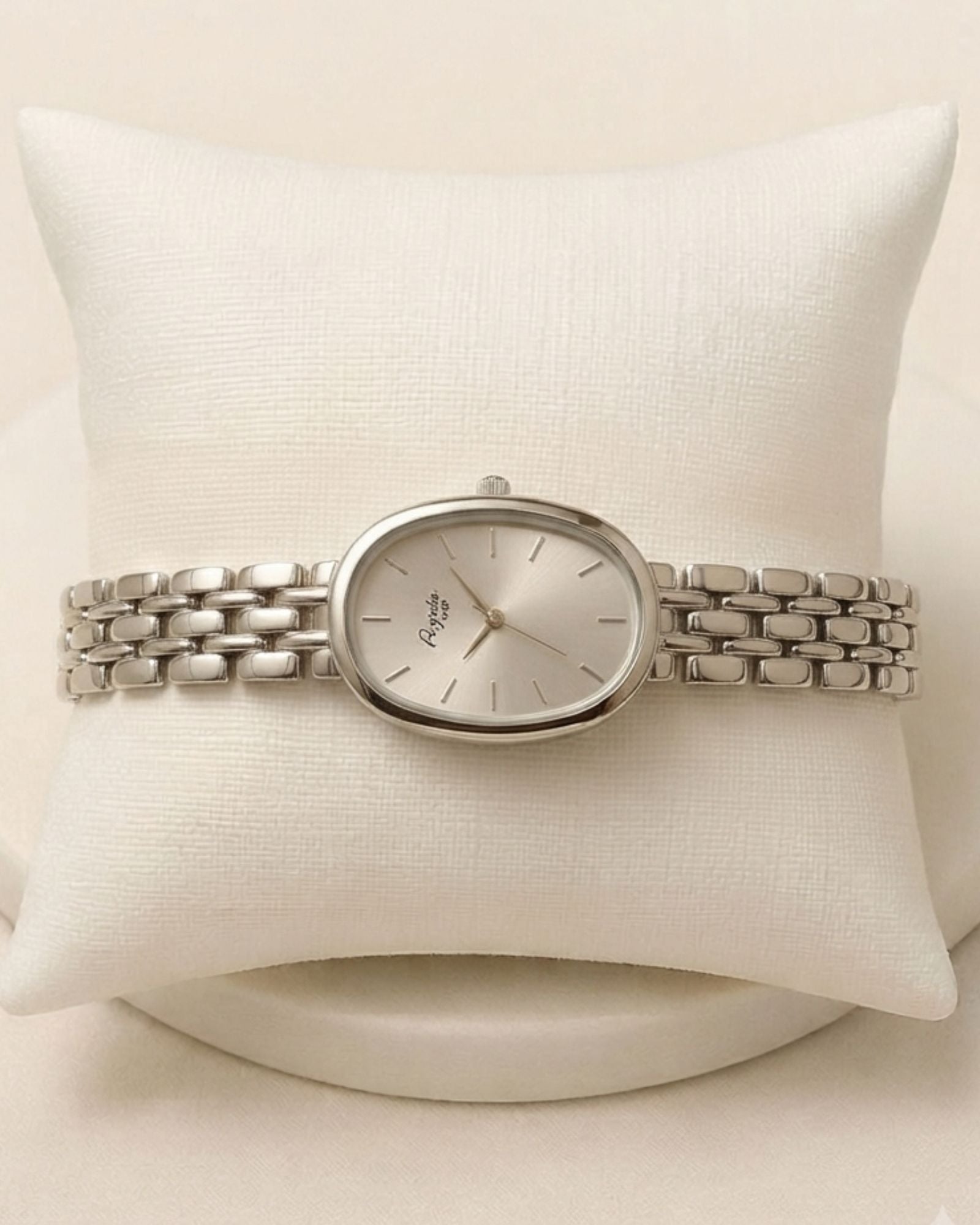 Stainless Silver Oval Dial Watch (woman)