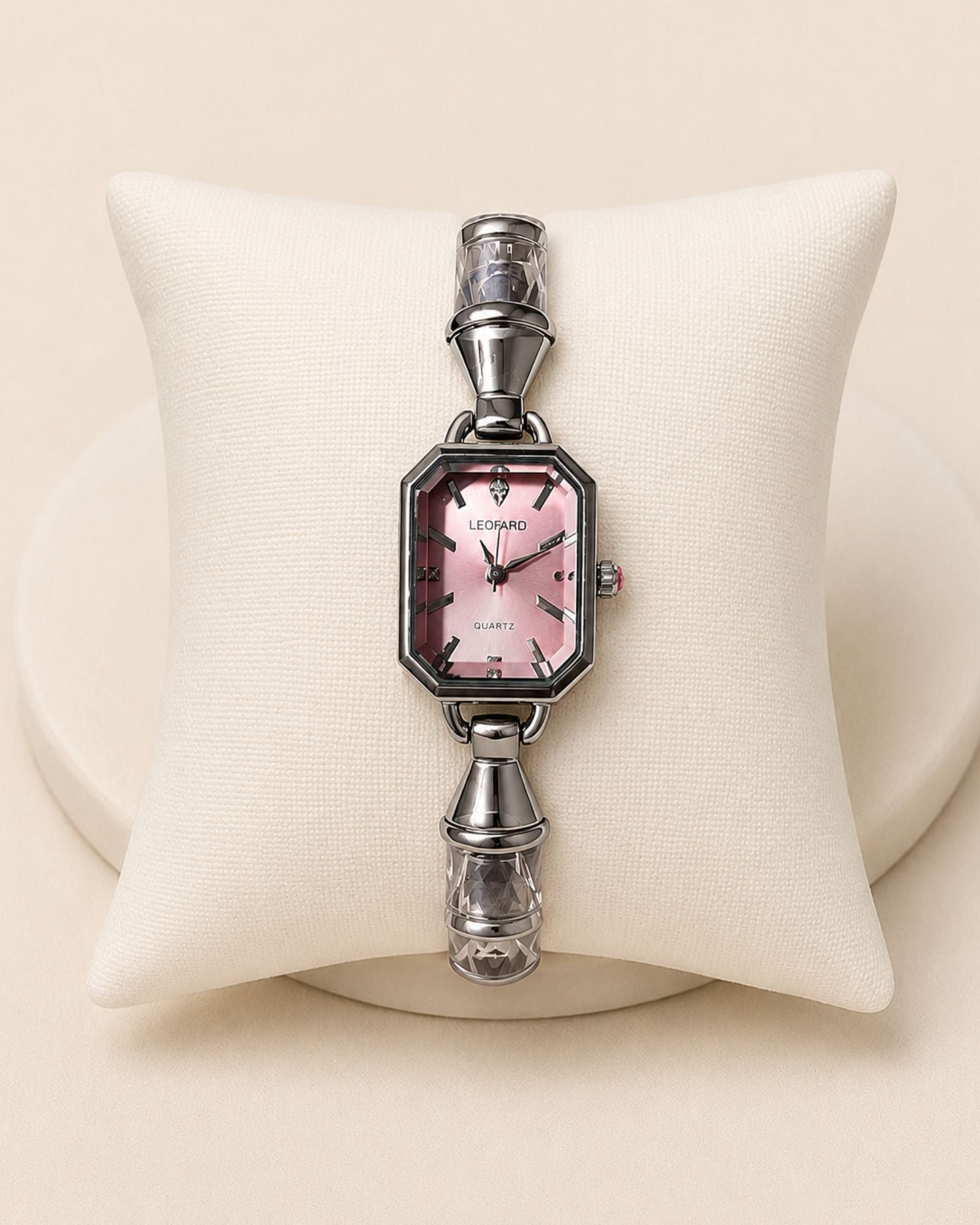 Stainless Blush pink Dial Silver Bracelet Watch (woman)