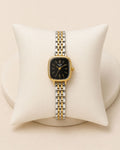 Stainless Black Two-Tone Square Watch (woman)