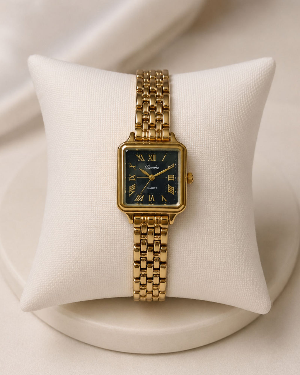 Stainless Square Dial Gold Watch (woman)